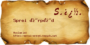 Sprei Árpád névjegykártya
